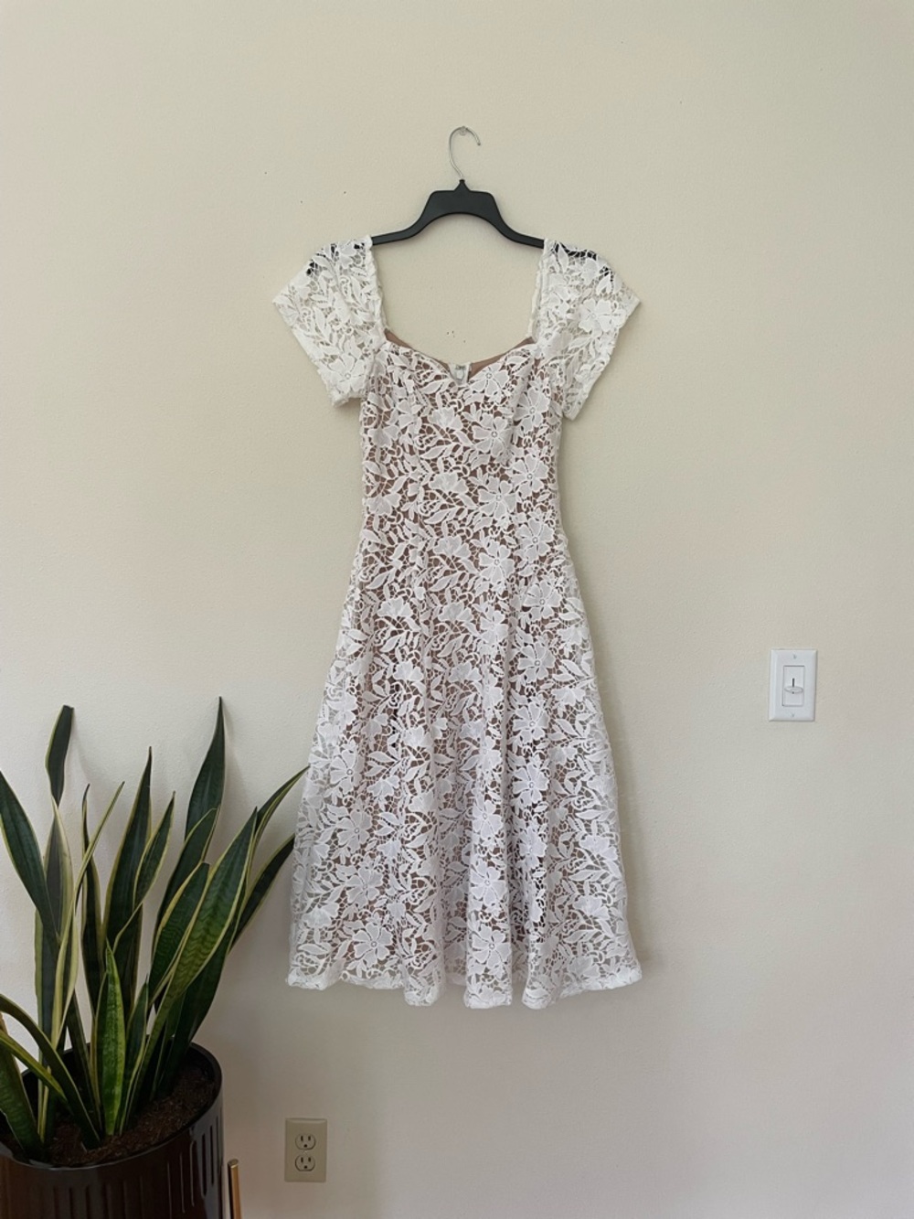 🌷 Fashion Nova White Lace Midi Dress #47